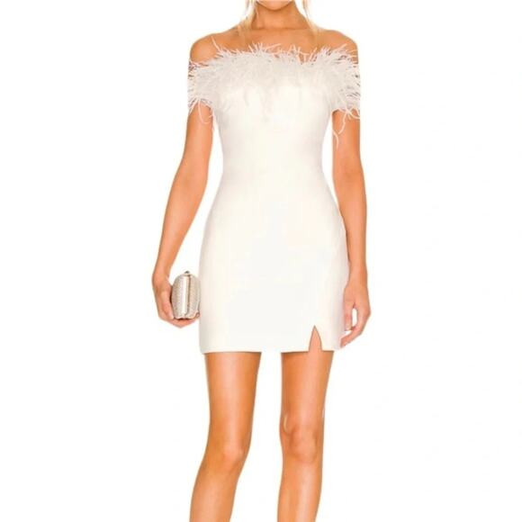 Likely Katy Mini Feather Dress White Strapless Size 8 - Picture 1 of 14